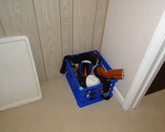 Plastic bin of items