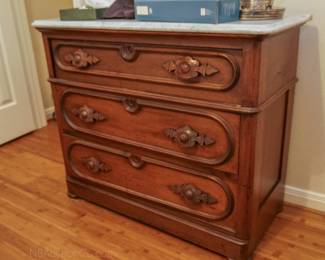 Antique marble-topped chest of drawers