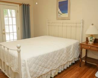 Painted queen size metal bed