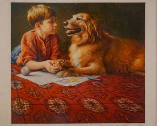"Companion Animals", 1992, by Michael Deas. This was a study for a US Stamp that he was working.