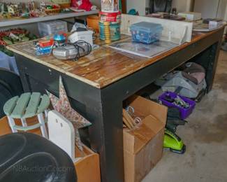 Rustic wood workbench