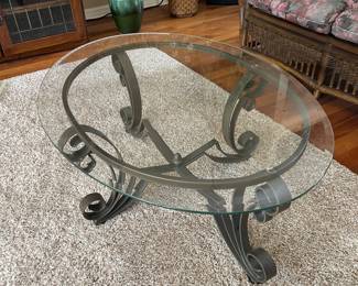 Glass Coffee Table on Creme Rug