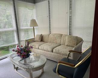 Wicker table and sofa