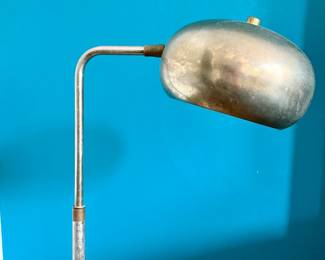 MCM brass and travertine lamp. Attributed to Koch Lowy.