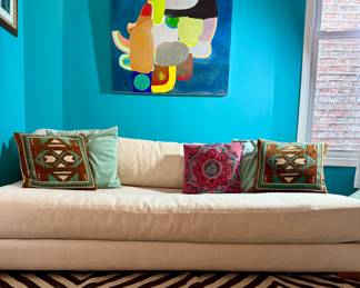 CB2 Piazza 82" sofa, Marc Benja original painting