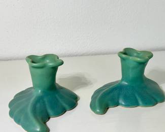 Van Briggle Art Noveau Pottery Candlesticks
