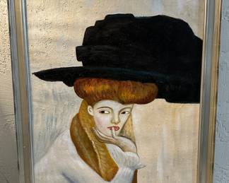 Lady with Feather Hat Wall Hanging by David Danforth