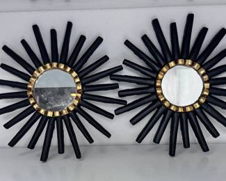 Set 2 Peruvian Black Sunburst Mirrors