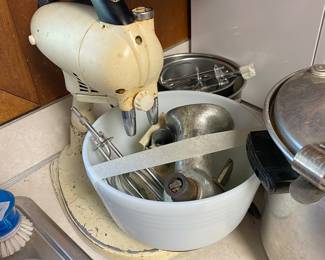 Kitchen - Mixer on stand with parts & attachments