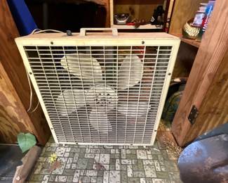 Outside storage building in back yard - Fan & more