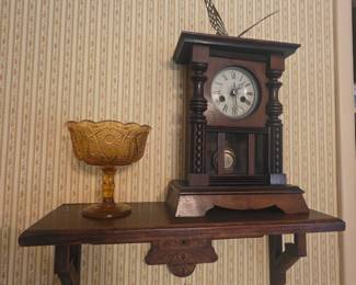 Shelf with clock & amber compote