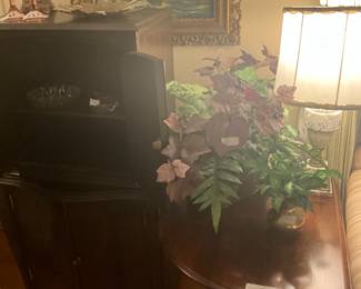 Living room - drop side table, artificial plant, ship picture & more