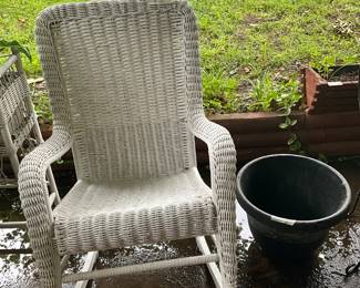 Patio - wicker rocker & flower pot