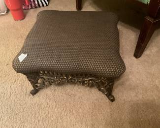 Bedroom on right - metal & cushioned stool