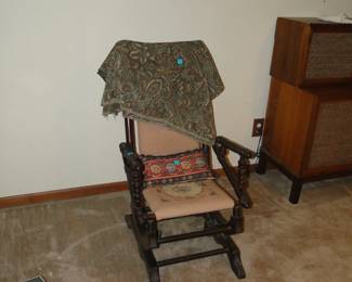 Rocking chair, antique, with great in tact fabric