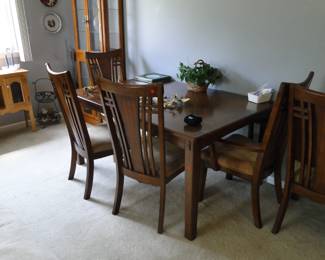 Mission style dining table and chairs