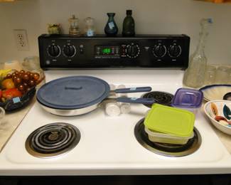 Frying pan, and storage containers