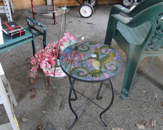 Glass topped hummingbird table