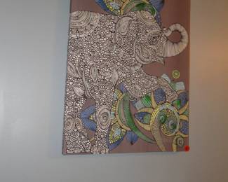Elephant wall art and small wall shelf