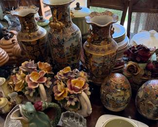 Glass Flower Swans, Vases