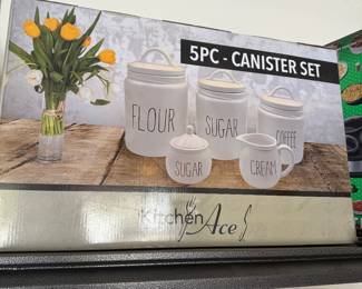 Flour, Sugar, Coffee, Sugar, Cream Jars