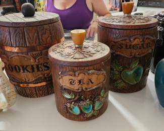 Set of 3 vintage kitchen canisters $45