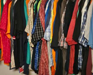 Plain t-shirts $2, novelty t-shirts $3.00 each Hawaiian shirts $5 each and up. All others individually priced