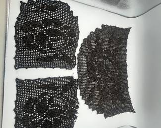 Vintage Hand Crochet Doilies - Black and Gold!