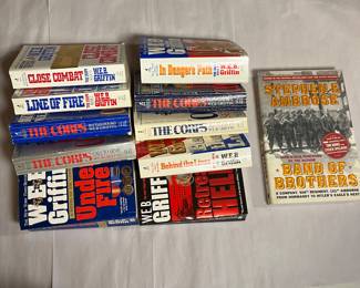 Huge collection of W.E.B. Griffin and Stephen Ambrose Novels.