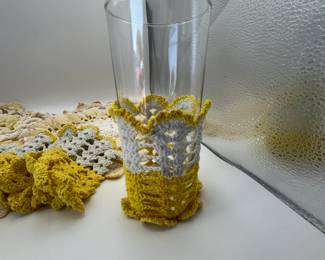 Vintage Crochet Glass Coaster Cozie