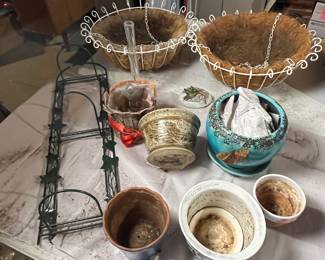 Huge lot of pots, hanging planters and more!