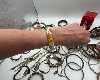 Huge lot of beautiful bracelets, vintage enamel bracelet
