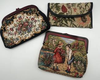 Lovely vintage needlepoint handbags.