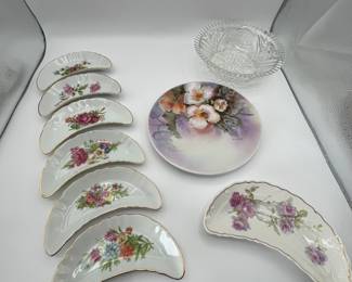 Hand painted dish lot, Limoges, snack dishes