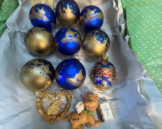 Beautiful set of Christmas Ornaments with a nativity motif.
