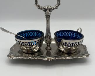 Beautiful English condiment serving set.
