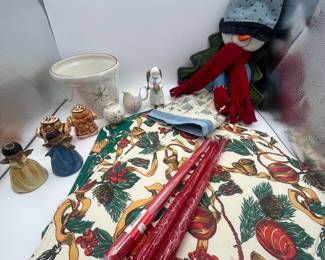 Lot of Christmas Decor. Vinyl Placements, Kitchen Towel, and other fun decor