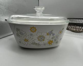 Lot of kitchen cookware and accessories including vintage corelle ware dish!