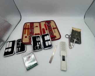 Vintage Manicure set, along with modern travel manicure sets.