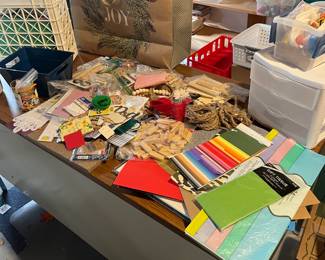 Huge lot of craft supplies, tissue paper, wood pieces for painting and more !