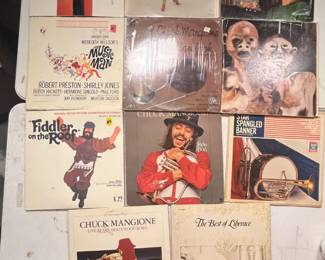 Vinyl Record Albums Sound Track fromThe Music Man 
Sound Track from The Fiddler on the Roof

Vintage Vinyl Records Collection featuring titles such as 'Music Man', 'Fiddler on the Roof', 'Chuck Mangione', and more. Includes a variety of musical genres. See pictures for more details.