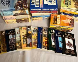 Huge Collection of Louis L’Amour Alistair MacLean Novel and The Sackett’s Hardback Editions.