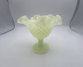 Soft Yellow Fenton Glass Candy Dish