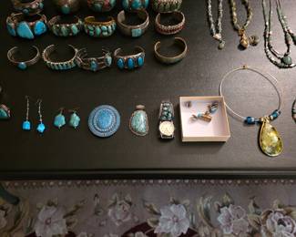 Vintage Native American jewelry, sterling silver and turquoise