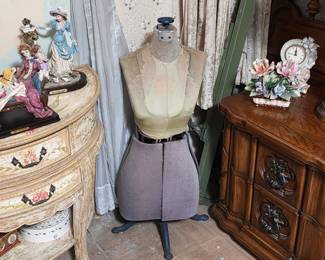 Vintage adjustable cast iron dress form