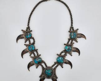 Vintage Native American sterling silver and turquoise necklace