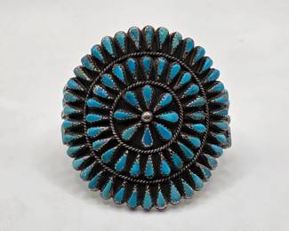 Vintage Native American sterling silver and turquoise cuff bracelet