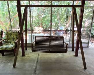 Vintage redwood porch swing