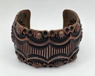 Vintage Native American copper cuff bracelet Emerson Bill