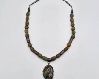 Vintage Native American sterling silver and turquoise necklace